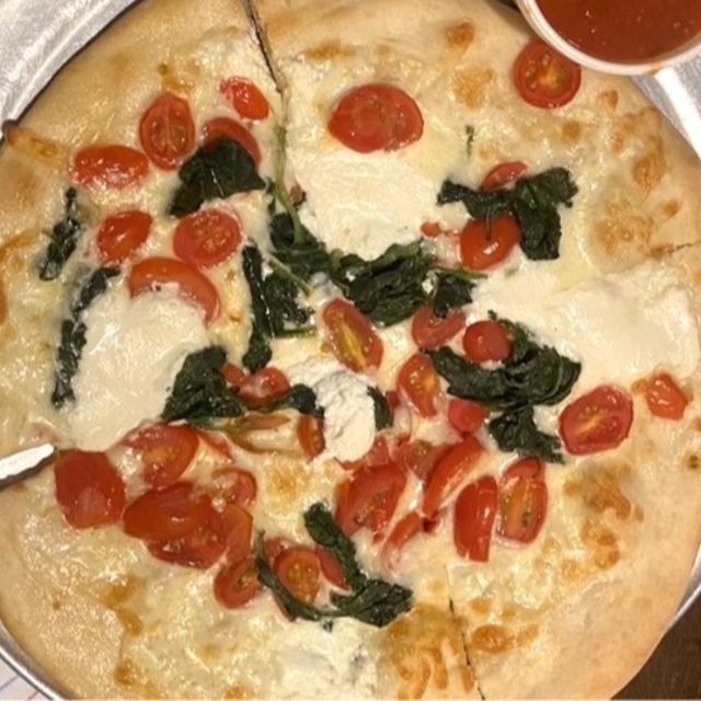 Bianca w/Spinach & Tomato Pizza (10").
