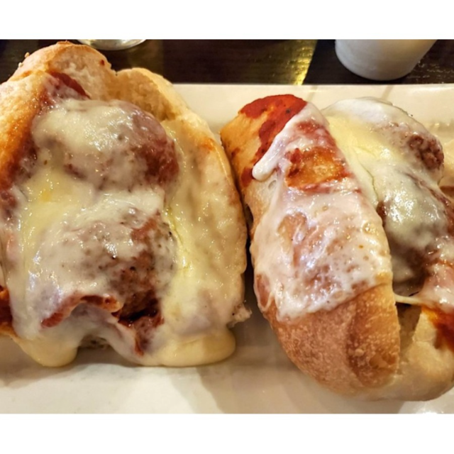 Meatball Parmigiana Sandwich.